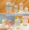 1PC Cute Kawaii Water Bottle with Straw for Reusable Heat-Resistant Insulated Portable Drinking Bottle for Home Outdoor