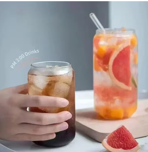 Glass Cup with Wooden Lid Straw Heat-resisting Transparent Glass Bottle Breakfast Cola Milk Drinking Cups Holiday Gift