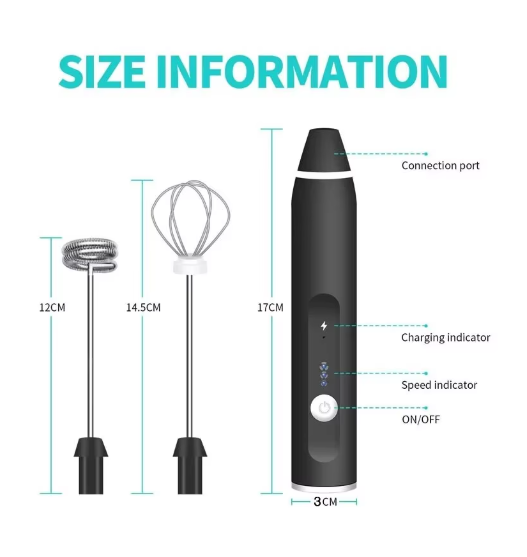 Rechargeable Milk Frother, Handheld Frother Wand for Coffee, 30dB Ultra Quiet Electric Foam Maker, High Power High-speed Drink Mixer Foamer for Matcha, Lattes, Cappuccino