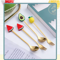4pcsCute Doll Fork Spoon Gift Tableware Set Fruit Spoon Fork Coffee Spoon Animal Spoon Companion Gift Set.