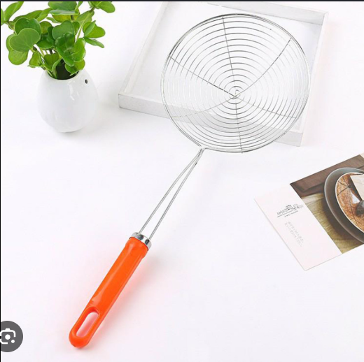 Anaeat  Stainless Steel Spider Skimmer, Professional Kitchen Pasta Strainer Spoon with Long Handle - Asian Strainer Ladle Wire Skimmer Spoons for Cooking and Frying