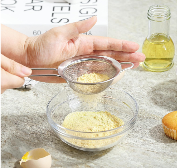 .35 Inch Silver Fine3 Mesh Strainer, Stainless Steel Metal Handheld Small Mini Sieve Strainer, Kitchen Food Strainer with Handle for Cocktail, Tea, Coffee and Juice
