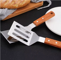 2 Pieces Stainless Steel Spatula Set,Metal Spatula for Cast Iron Skillet,Metal Spatula for Cooking with Wooden Handle,Metal Spatulas for kitchen use for Pancakes,Frying