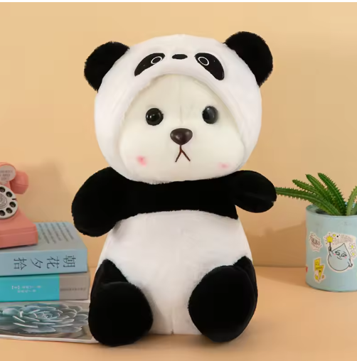 Ina Bear Plush Toy Gift for Women Popular Teddy Bear Turns into Giant Panda Soft Short Plush Material Customizable Design