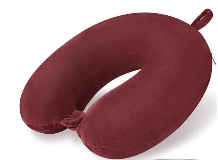 SAIREIDER Travel Neck Pillow 100% Pure Memory Foam Airplane Pillow for Head Support,Soft Adjustable Pillow for Plane, Car & Home Recliner
