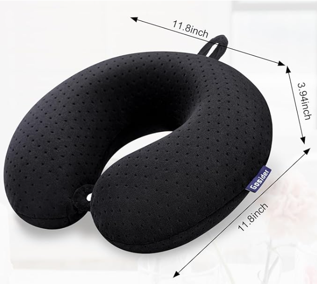 SAIREIDER Travel Neck Pillow 100% Pure Memory Foam Airplane Pillow for Head Support,Soft Adjustable Pillow for Plane, Car & Home Recliner