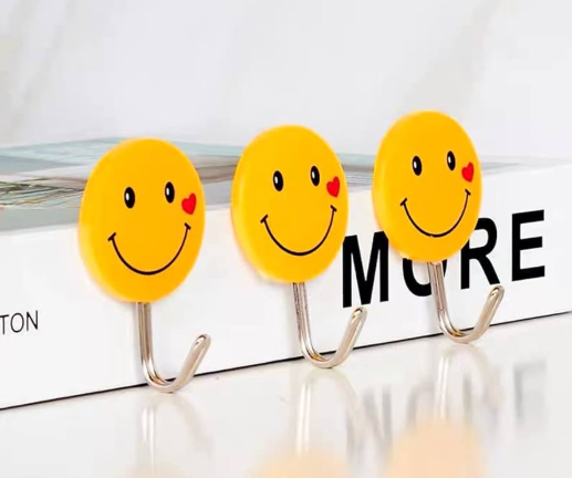 6 Pack Adhesive Hooks Cute Utility Hooks, Key Hooks for Wall Decorative, for Hanging Hat, Towel, Key, Towel Hook Wall Mount for Home, Kitchen, Bathroom, Office