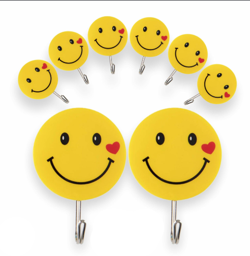 6 Pack Adhesive Hooks Cute Utility Hooks, Key Hooks for Wall Decorative, for Hanging Hat, Towel, Key, Towel Hook Wall Mount for Home, Kitchen, Bathroom, Office
