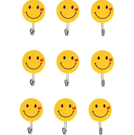 6 Pack Adhesive Hooks Cute Utility Hooks, Key Hooks for Wall Decorative, for Hanging Hat, Towel, Key, Towel Hook Wall Mount for Home, Kitchen, Bathroom, Office