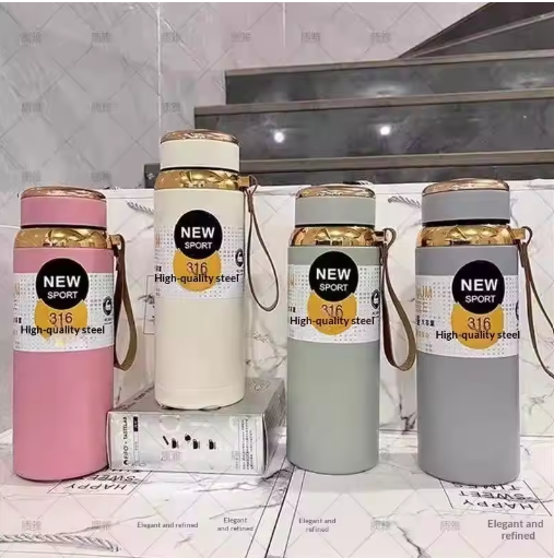 1000ml Large Capacity Star Shaped Tank 316 Stainless Steel Insulated Bottle Outdoor Sports High End Rope Insulated Kettle