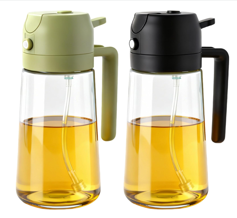 Glass Oil Sprayer for Cooking 16oz/470ml, Kitchen Gadget for Air Fryer, Salad, BBQ, Frying（White）