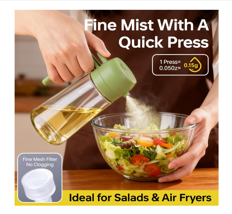 Glass Oil Sprayer for Cooking 16oz/470ml, Kitchen Gadget for Air Fryer, Salad, BBQ, Frying（White）
