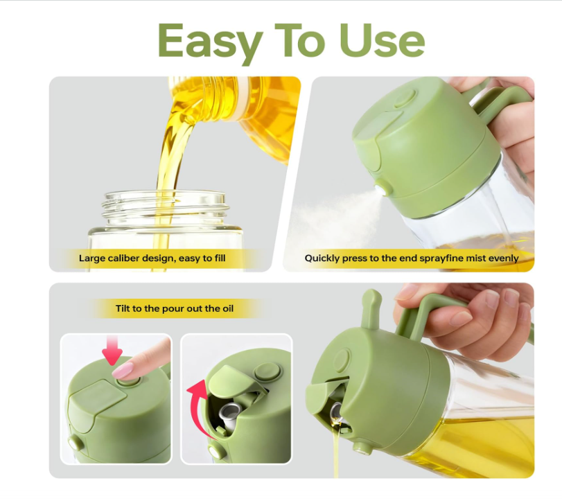 Glass Oil Sprayer for Cooking 16oz/470ml, Kitchen Gadget for Air Fryer, Salad, BBQ, Frying（White）