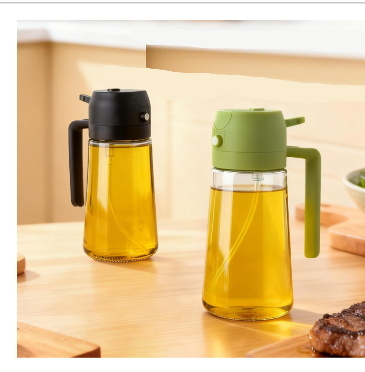 Glass Oil Sprayer for Cooking 16oz/470ml, Kitchen Gadget for Air Fryer, Salad, BBQ, Frying（White）