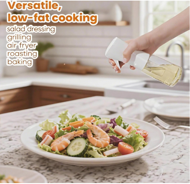 Oil Sprayer for Cooking- 200ml Glass Olive Oil Sprayer Mister, Olive Oil Spray Bottle, Kitchen Gadgets Accessories for Air Fryer, Canola Oil Spritzer, Widely Used for Salad Making, Baking, Frying,BBQ4