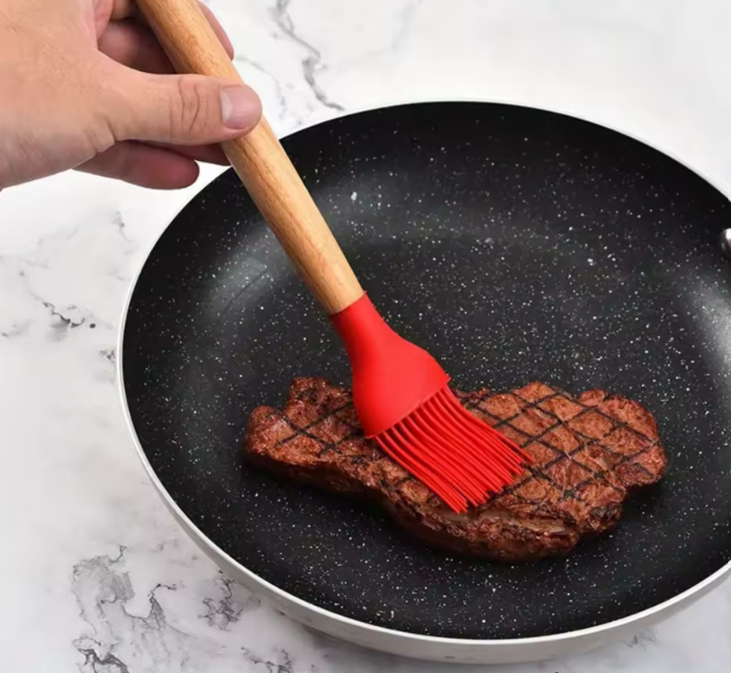 Samek Silicone BBQ Brush with Wooden Handle for Grilling and Baking