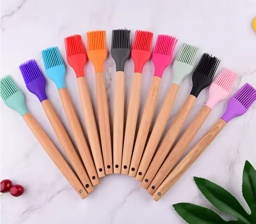 Samek Silicone BBQ Brush with Wooden Handle for Grilling and Baking