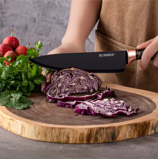 Kitchen Knife 9pcs Acrylic Knife Holder Stainless Steel Slicing Knife Bread Knife Fruit Knife Chef Knife