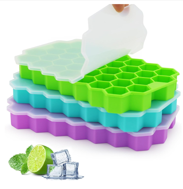 Ice Cube Trays for Freezer, 3 Pack Ice Cube Tray with Lid, Silicone Ice Cube Mold with Lid-37 Grid,Easy-Release Reusable 111 PCS Small Ice Cube for Iced Coffee Cocktail Whisky Chocolate Soup Food