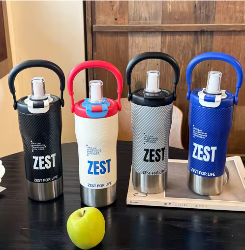 Large Capacity Portable Insulated Stainless Steel Water Bottle Outdoor Sports Travel Cooling Cup with Straw Modern Minimalist...