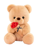 Teddy Bear with Rose, Soft Plush Doll Stuffed Animals Toys, Gifts for Her/Girlfriend Lover Mom Kids Toddlers