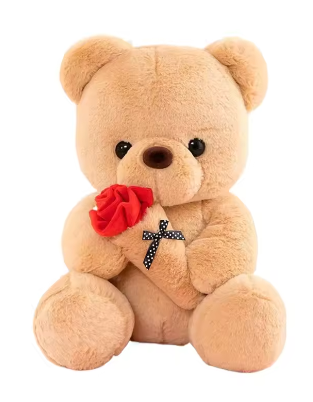 Teddy Bear with Rose, Soft Plush Doll Stuffed Animals Toys, Gifts for Her/Girlfriend Lover Mom Kids Toddlers
