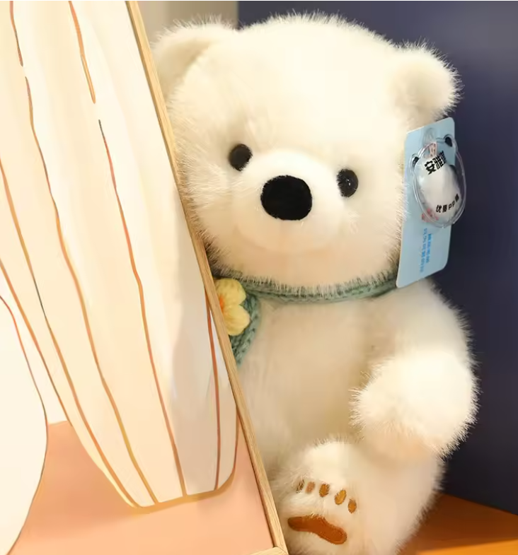 Cute Kawaii Polar Bear Scarf Plush Toy Highly Detailed Soft Hugable Stuffed Animal Comforting Playmate Gift for Kids
