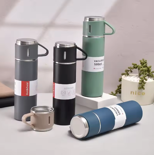 304 Stainless Steel Vacuum Gift Set Office Business Style Coffee Mug Thermos Bottle Travel Mugs 500ML Portable Insulated Bottle