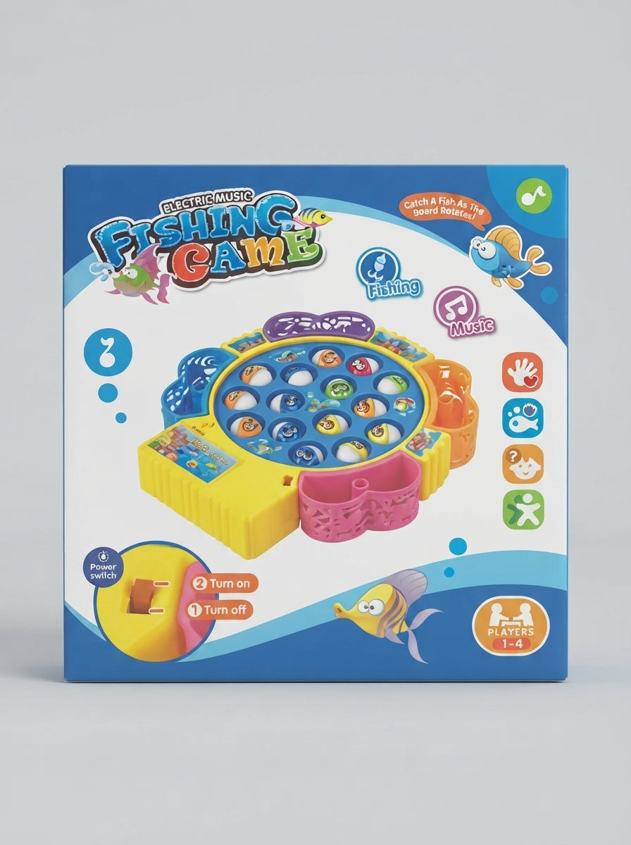 Fishing Game Toy for Kids and Toddlers, Rotating Fish Catching Board Game, Battery Operated Play Set with Music On Off Switch for Quiet Play
