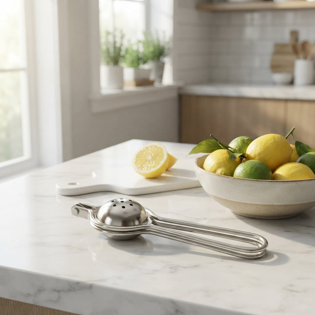 Brigii Lemon Squeezer, Uncoated Stainless Steel Manual Juicer for Lemon Lime - Heavy-Duty 304 Solid Metal, High Yield Press, Ergonomic Handle, Kitchen Tool