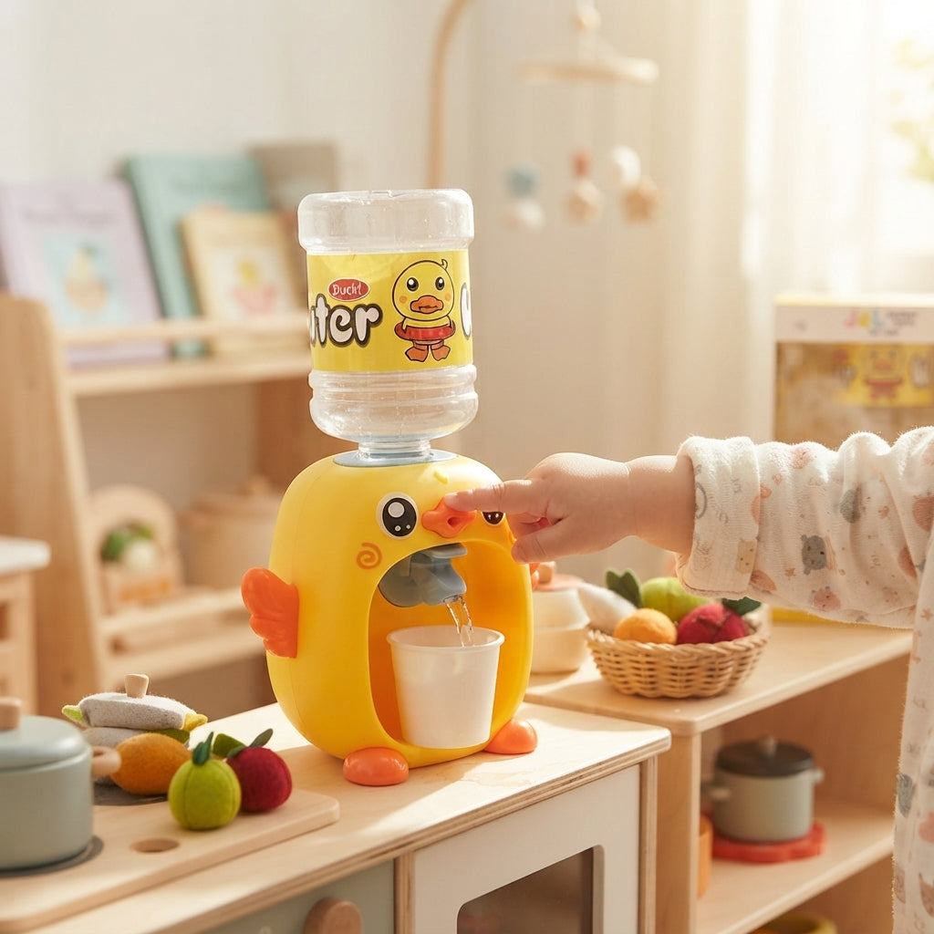 Cartoon Kids Water Dispenser Toy with 2 Cup Mini Double Headed Water Dispenser Animal Kitchen Role Play Toy for Children