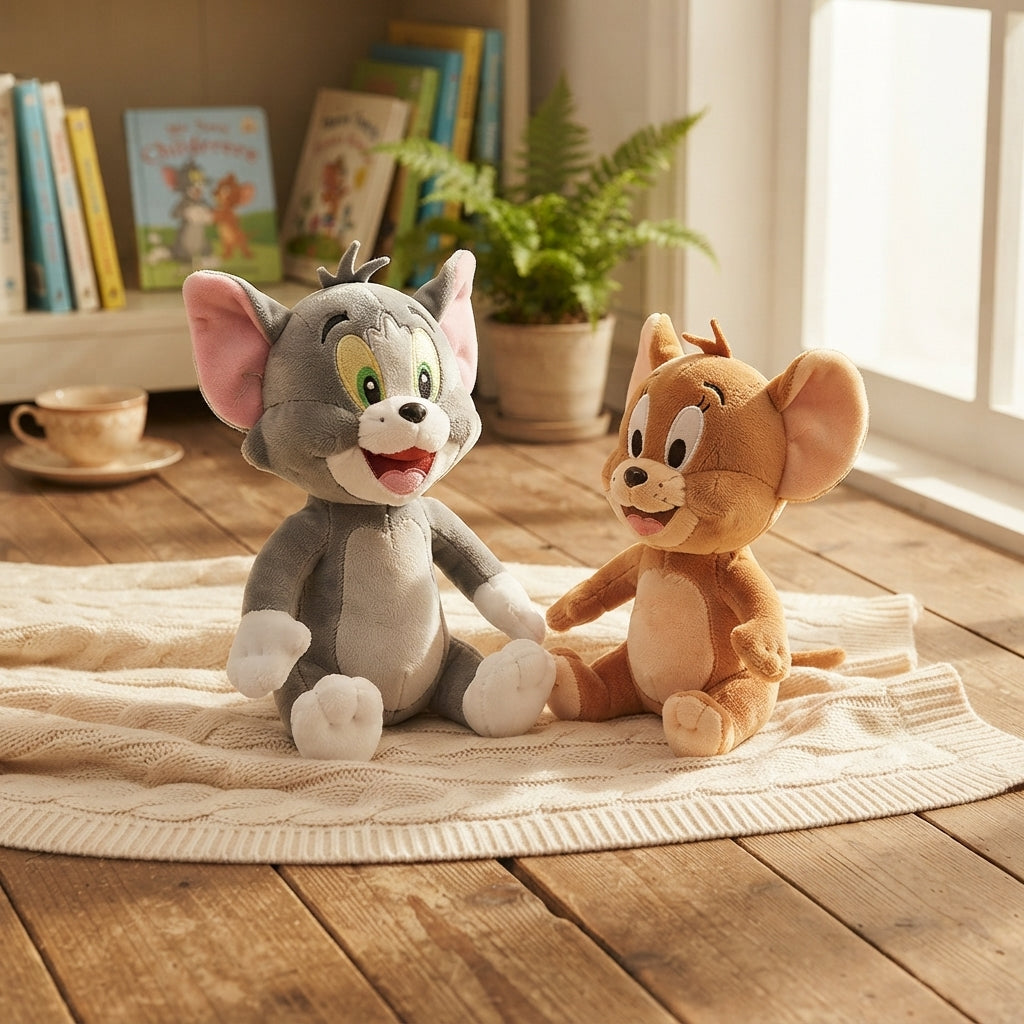Tom and Jerry Plush Toys – Soft Cartoon Character Stuffed Animal Set (Tom Cat & Jerry Mouse)