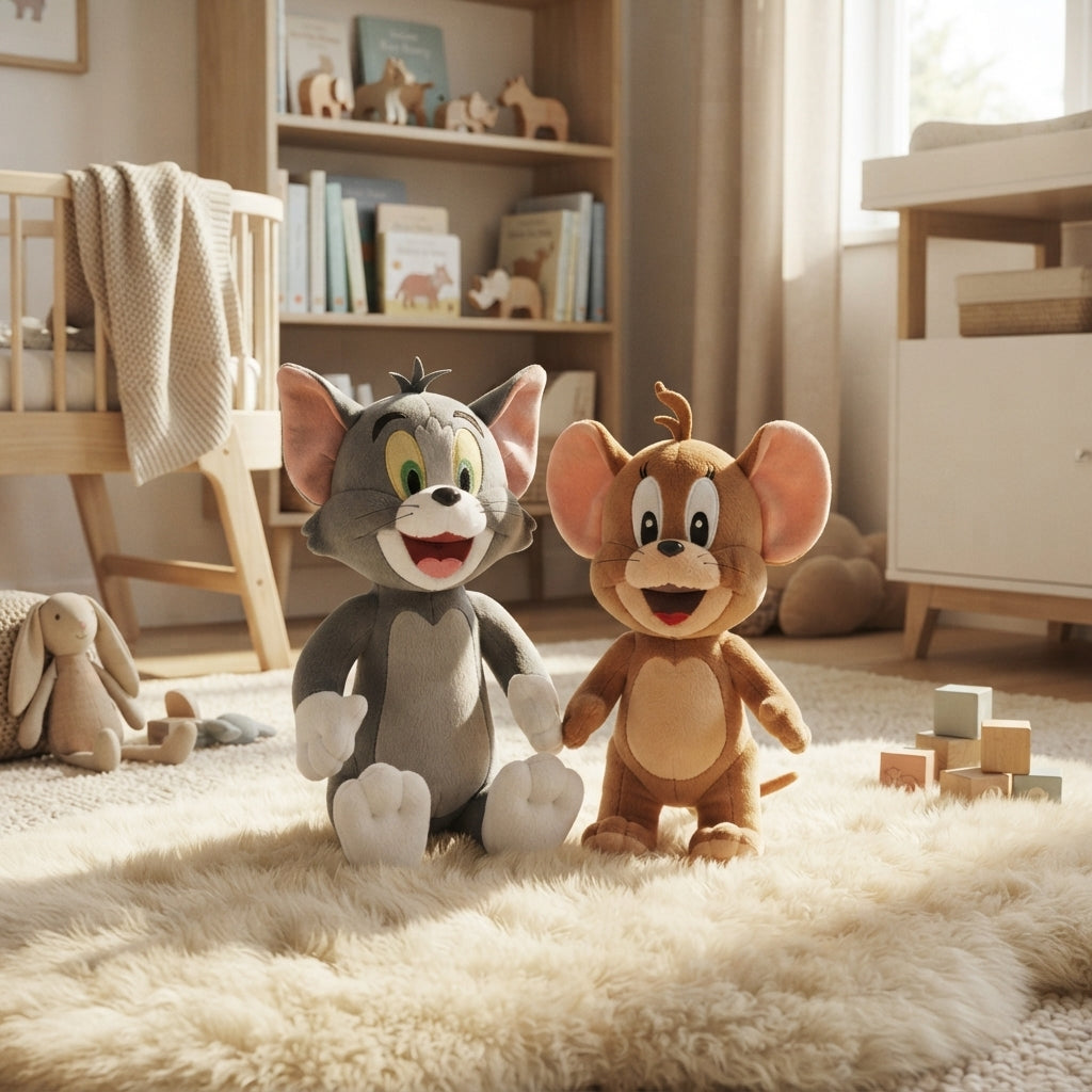 Tom and Jerry Plush Toys – Soft Cartoon Character Stuffed Animal Set (Tom Cat & Jerry Mouse)