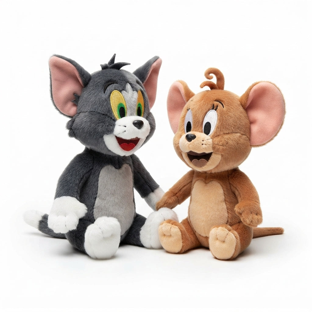 Tom and Jerry Plush Toys – Soft Cartoon Character Stuffed Animal Set (Tom Cat & Jerry Mouse)