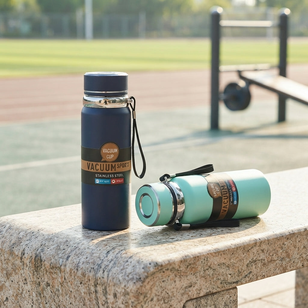 Stainless Steel Water Bottle, Double Walled & Vacuum Insulated,1000ml with temp display, keep drinks Cold/Hot for18 hrs Leakproof & Rust proof, Reusable ideal for Gym Office & School (Black)