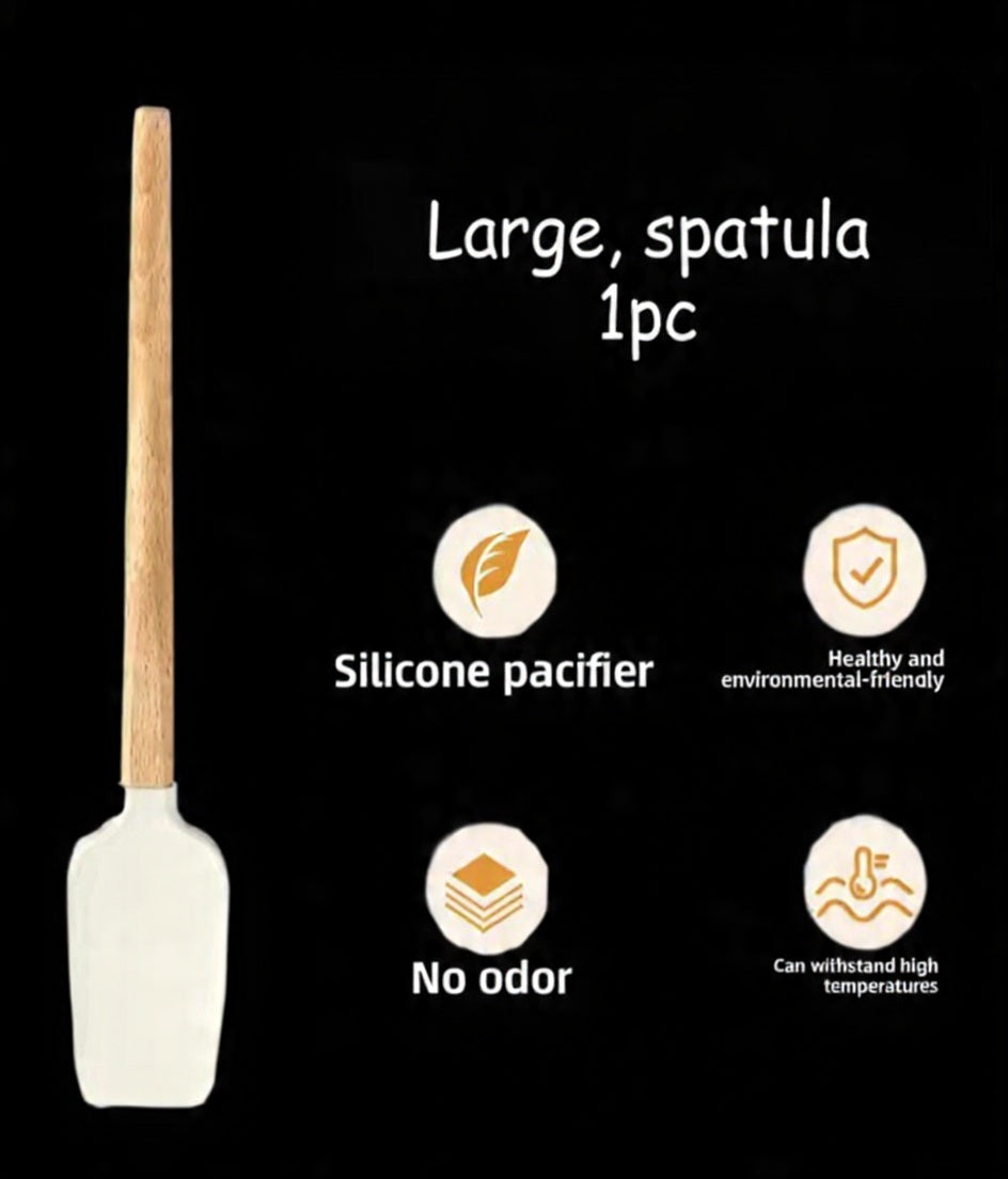 Silicone Spatula Kitchen Tongue Silicone Spatulas For Cooking Food Grade Baking Set Wooden Handle Heat Resistant Utensils Mixer 1 sold byCozyHaus Goods Store (4.8 | 1,000+ sold )