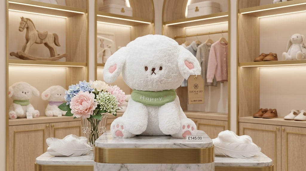 Happy Soft Plush Bunny Toy – Cute White Stuffed Rabbit for Kids, Nursery Décor & Gift