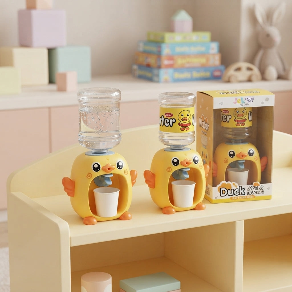 Cartoon Kids Water Dispenser Toy with 2 Cup Mini Double Headed Water Dispenser Animal Kitchen Role Play Toy for Children