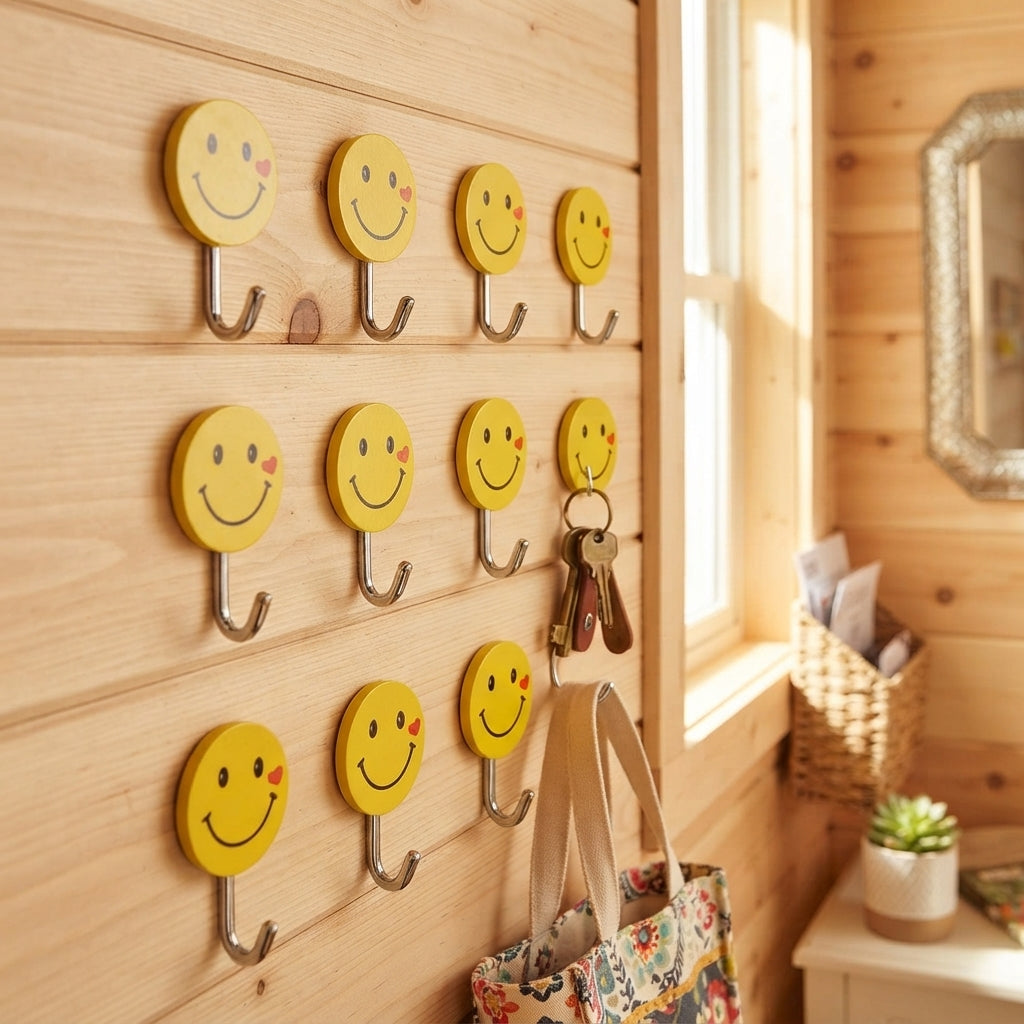 6 Pack Adhesive Hooks Cute Utility Hooks, Key Hooks for Wall Decorative, for Hanging Hat, Towel, Key, Towel Hook Wall Mount for Home, Kitchen, Bathroom, Office